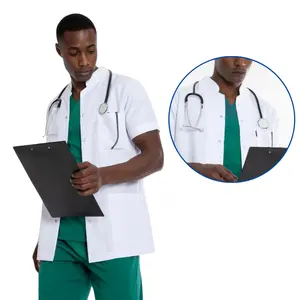 Kısa Boy, Kısa Kollu, Hakim Yakalı Doktor Önlüğü, Renk: Beyaz, Beden & Boyut: Medium