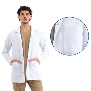 Uzun Boy, Uzun Kollu, Klasik Yakalı Doktor Önlüğü, Renk: Beyaz, Beden & Boyut: Medium