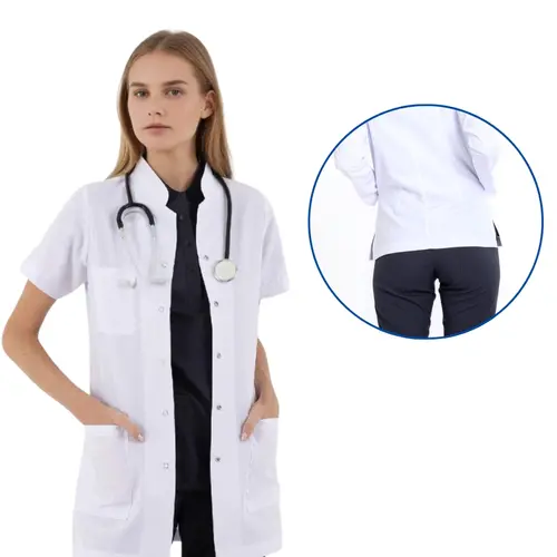 Normal Boy, Uzun Kollu, Klasik Yaka Doktor Önlüğü, Renk: Beyaz, Beden & Boyut: Medium