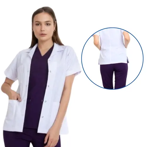 Short-Length, Short-Sleeve, Classic Collar, Color: White, Size: Medium