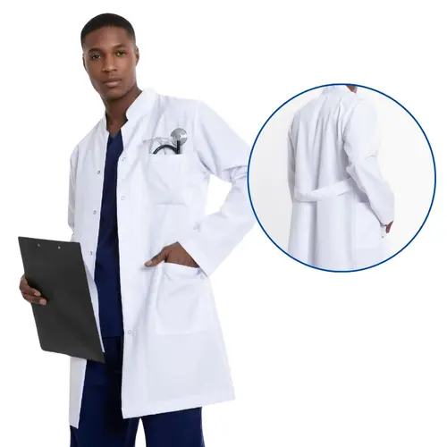 Uzun Boy, Uzun Kollu, Hakim Yakalı Doktor Önlüğü, Renk: Beyaz, Beden & Boyut: Medium
