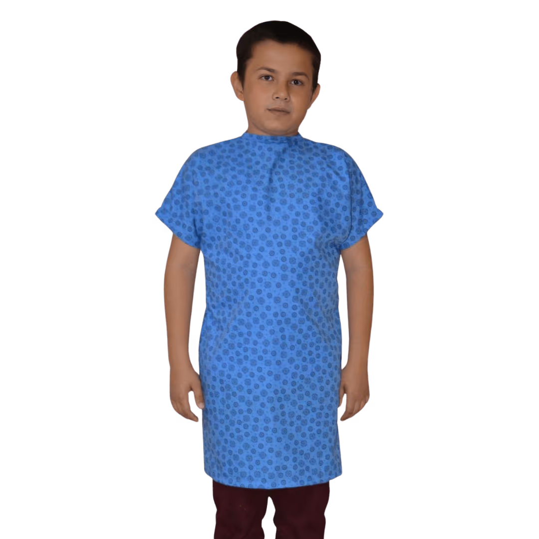Desenli Hasta Önlüğü Çocuk - Mavi