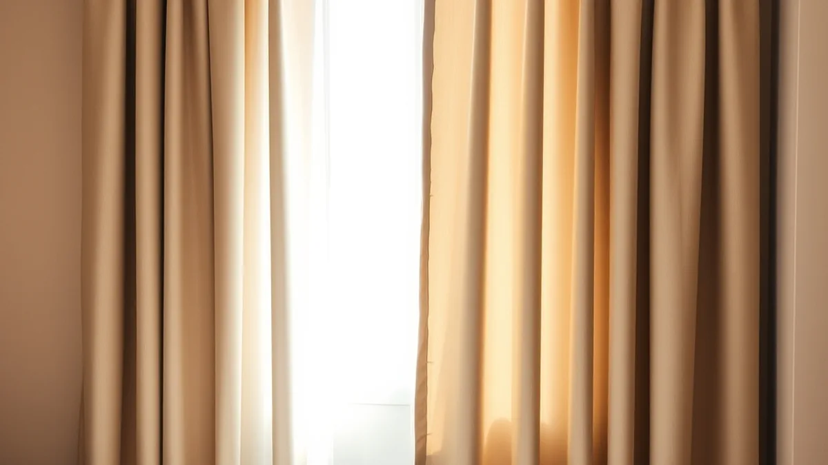 Otel odasında tül ve karartma perdeden oluşan iki katmanlı otel perdesi, gün ışığını kontrol edip mahremiyet sağlıyor