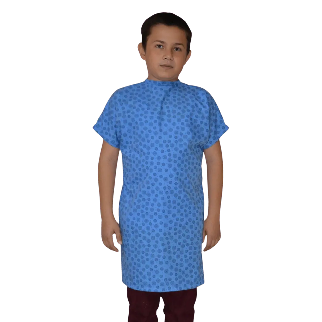Desenli Hasta Önlüğü Çocuk - 80 cm / Mavi